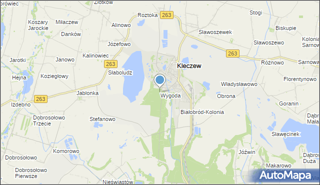 mapa Wygoda, Wygoda gmina Kazimierz Biskupi na mapie Targeo